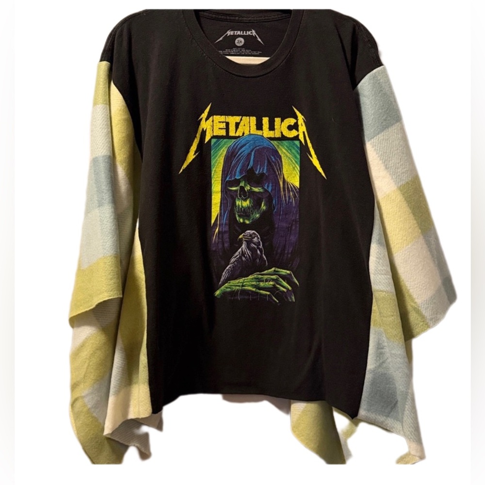 Metallica Poncho Fleece Green raven skull sewn sides - Picture 7 of 7